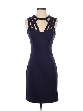 Guess Scuba Bodycon Strappy Halter Cocktail Dress - Navy - Size 4